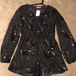 sequin long sleeve romper-Mystique Boutique NYC!